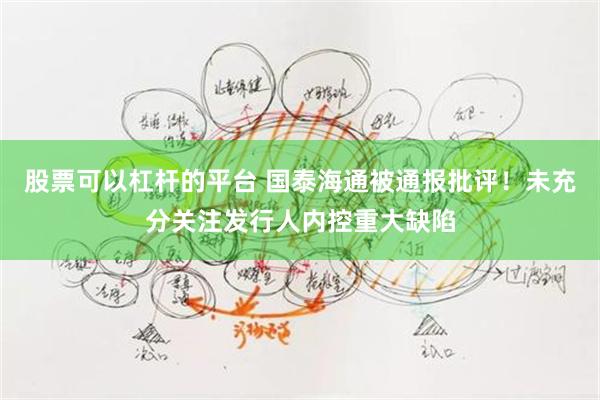 股票可以杠杆的平台 国泰海通被通报批评！未充分关注发行人内控重大缺陷
